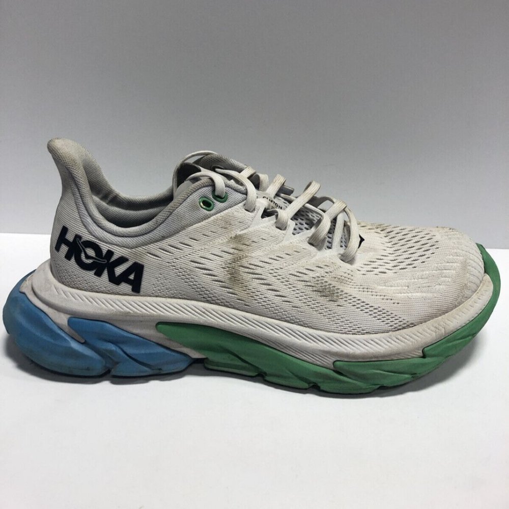 Hoka One One Women’s Clifton Edge, White/Gray Running Shoes, Size 9 M